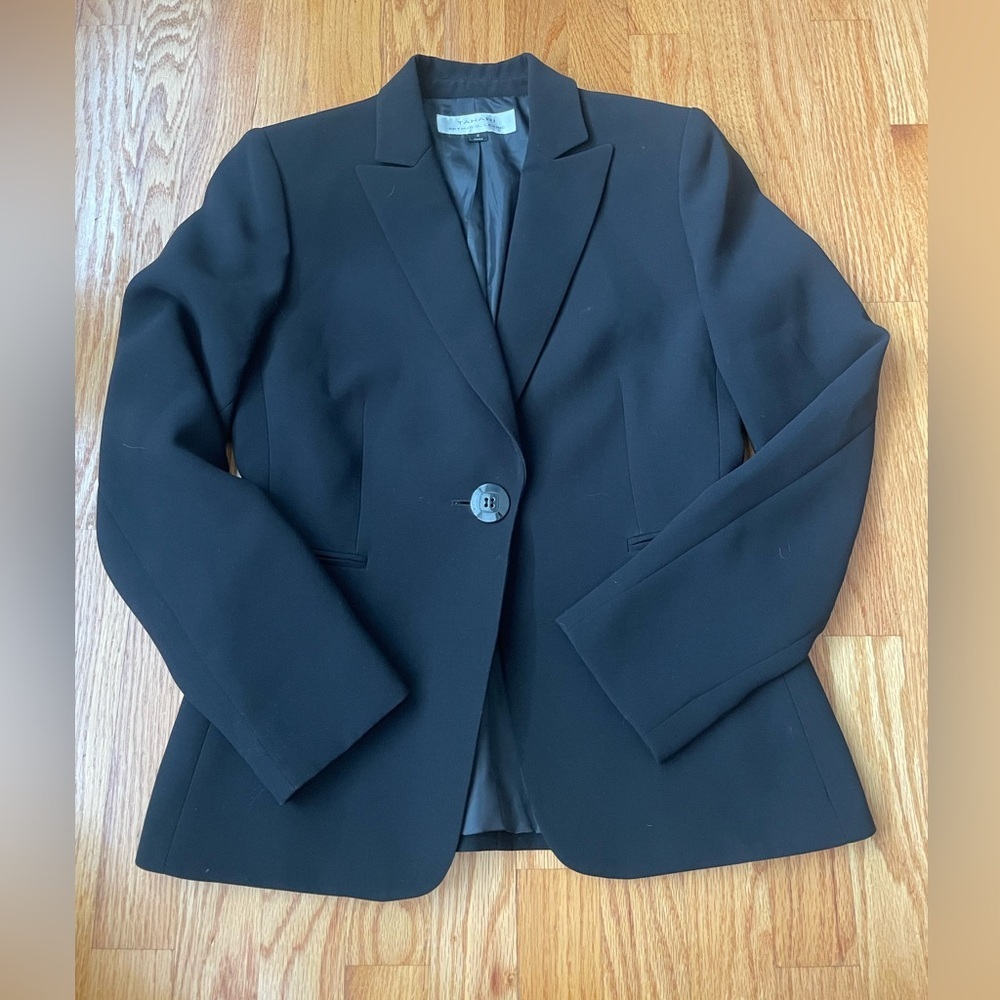Tahari Single Button Black Blazer Suit Jacket
